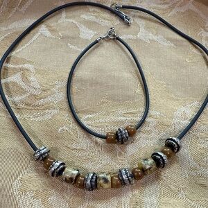 Elegant Brown and Silver Beaded Necklace